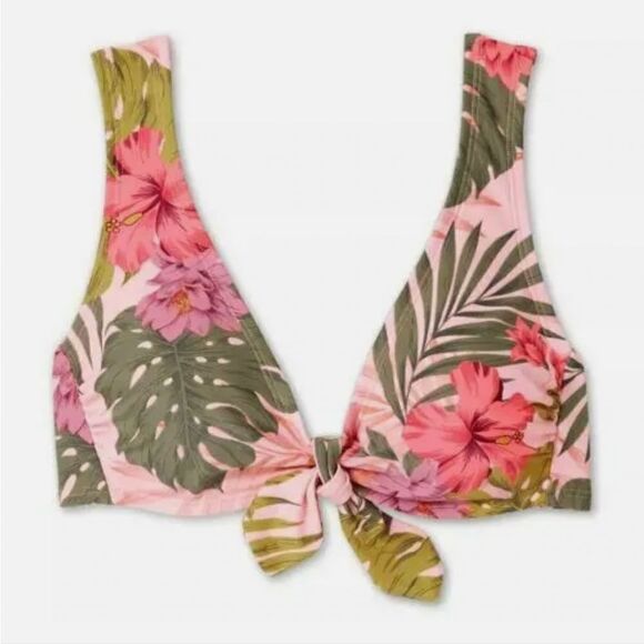 NEW Pink Floral Small 4 / 6 Removeable Pads Bikini Swim Suit Top KONA SOL - Picture 3 of 4
